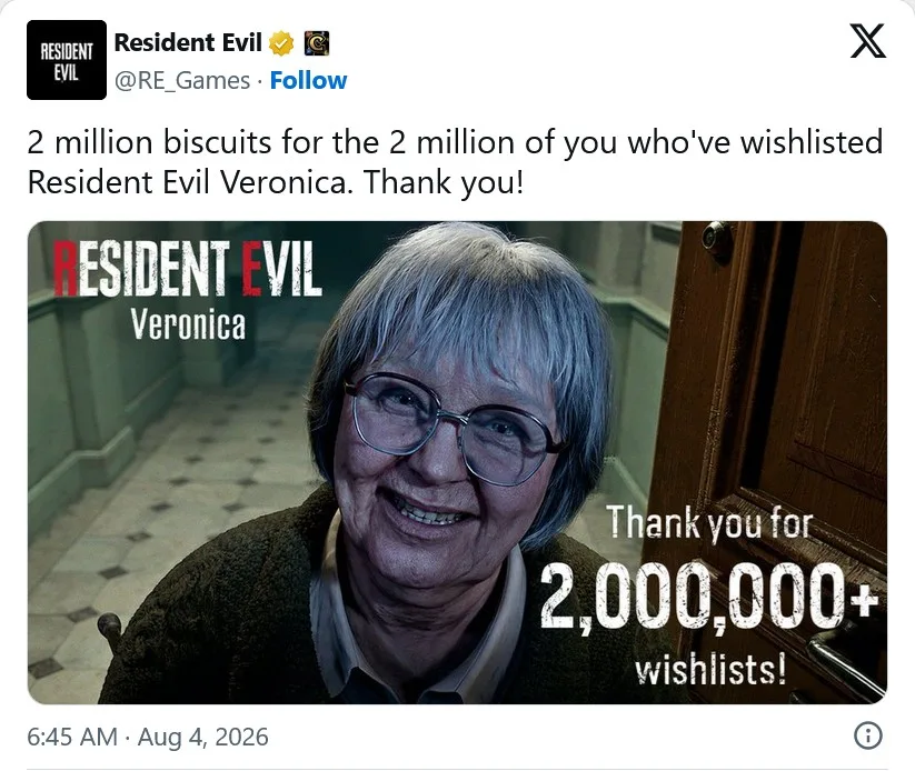 Resident Evil Veronica уже набрала 2 миллиона добавлений в список желаемого